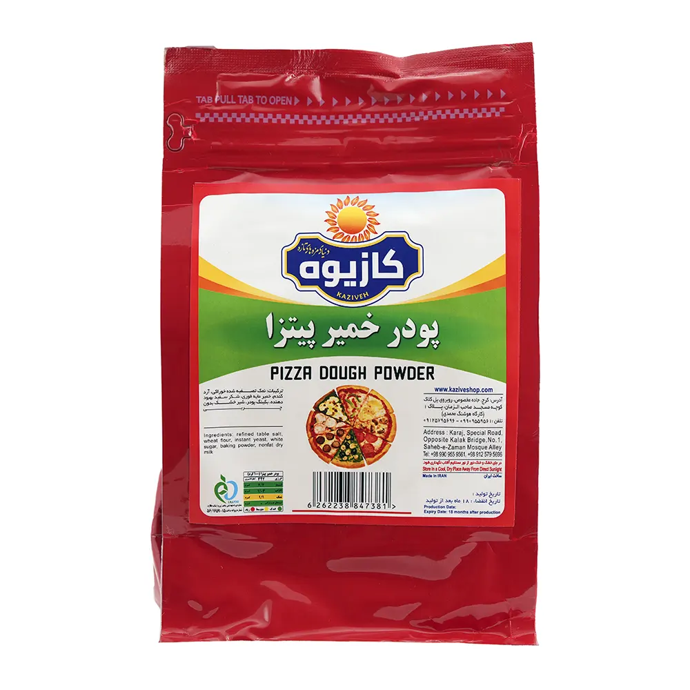 پودر خمیر پیتزا ۸۰۰ گرمی برند ادویه و چاشنی کازیوه موجود در فروشگاه اینترنتی ادویه و چاشنی کازیوه