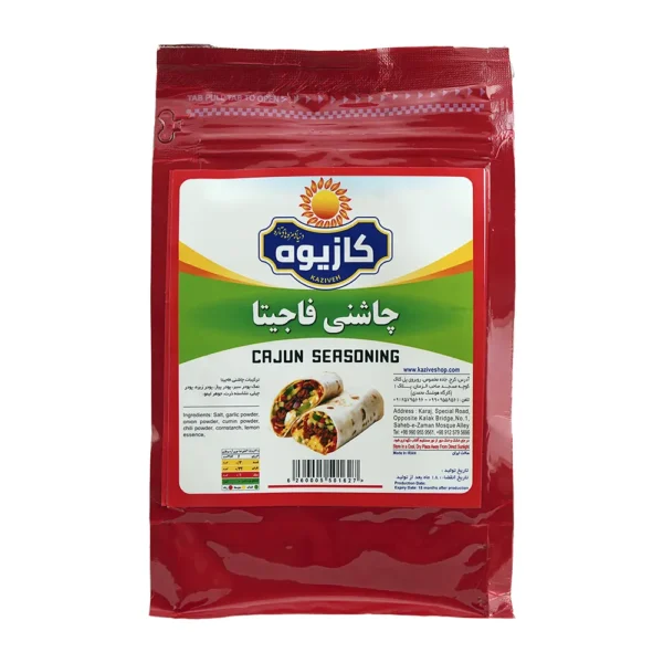 چاشنی فاجیتا ۸۰۰ گرمی برند کازیوه در بسته بندی قرمز رنگ و مقاوم مناسب استفاده خانگی و رستورانی