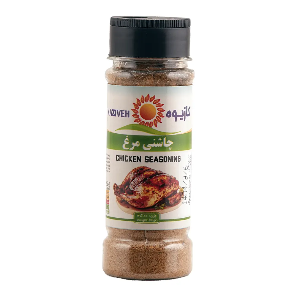 پودر چاشنی مرغ 80 گرمی برند کازیوه در بسته بندی پت پلاستیکی