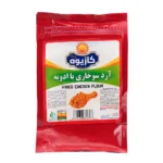چاشنی آرد سوخاری با ادویه ۸۰۰ گرمی کازیوه در بسته بندی قرمز پاکتی مقاوم با پس زمینه سفید آرد سوخاری با ادویه کازیوه را می توانید از فروشگاه اینترنتی کازیوه تهیه بفرمایید