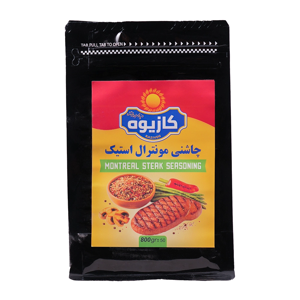 چاشنی مونترال استیک ۸۰۰ گرمی کازیوه در بسته بندی پلاستیکی مشکی زیپ کیپ